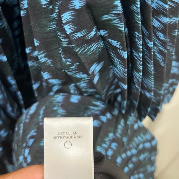 A.L.C. Blue & Black Kylia 100% Silk Asymmetrical Midi Dress Sz 2 - Picture 7 of 11